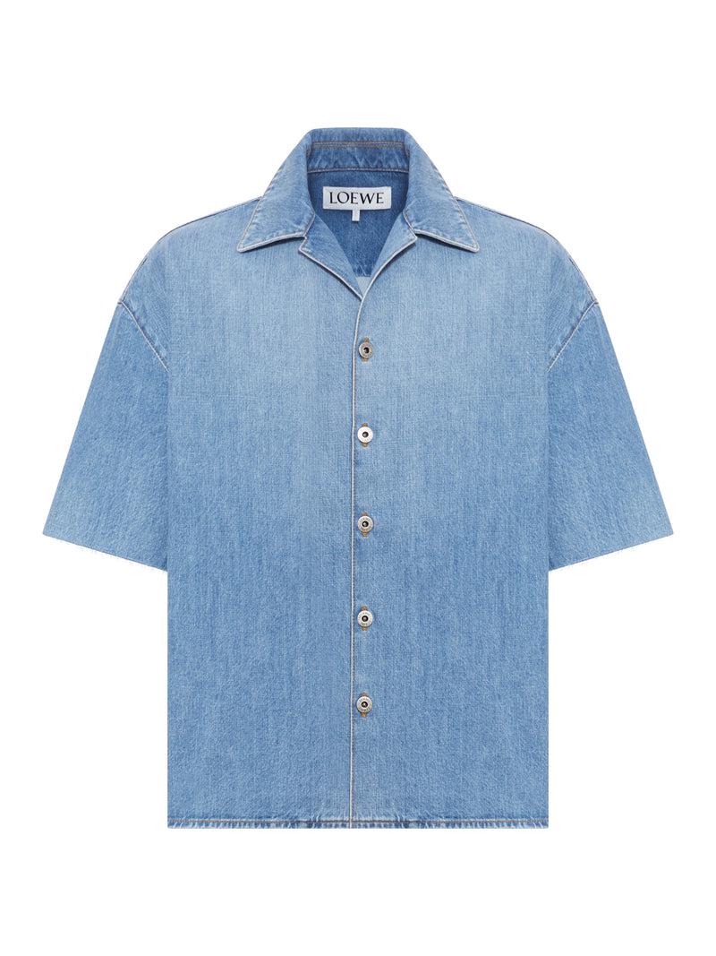CAMICIA A MANICHE CORTE ANAGRAM IN DENIM