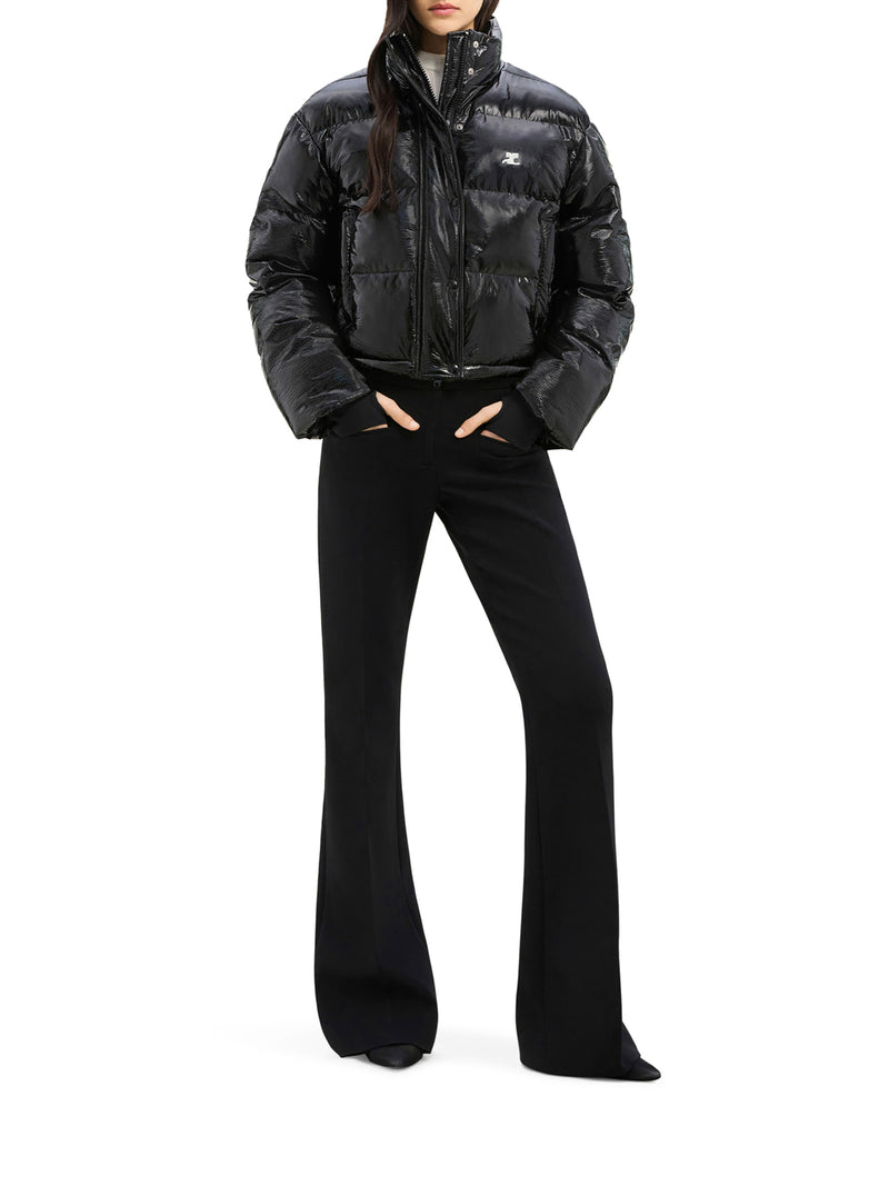 GIACCA BOMBER IN VINILE CON LOGO AC RICAMATO A CONTRASTO