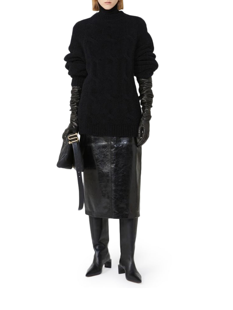 LONGUETTE IN PELLE NERA