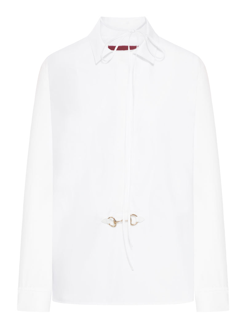 CAMICIA DI POPELINE DI COTONE CON MORSETTO