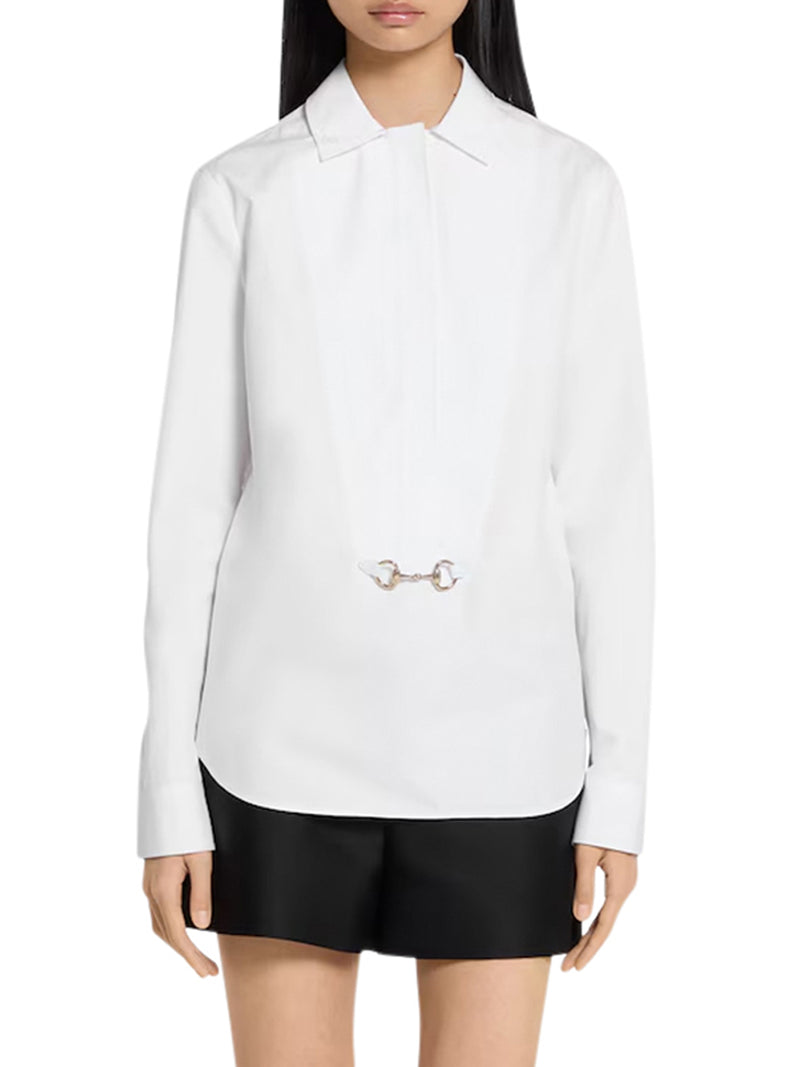 CAMICIA DI POPELINE DI COTONE CON MORSETTO