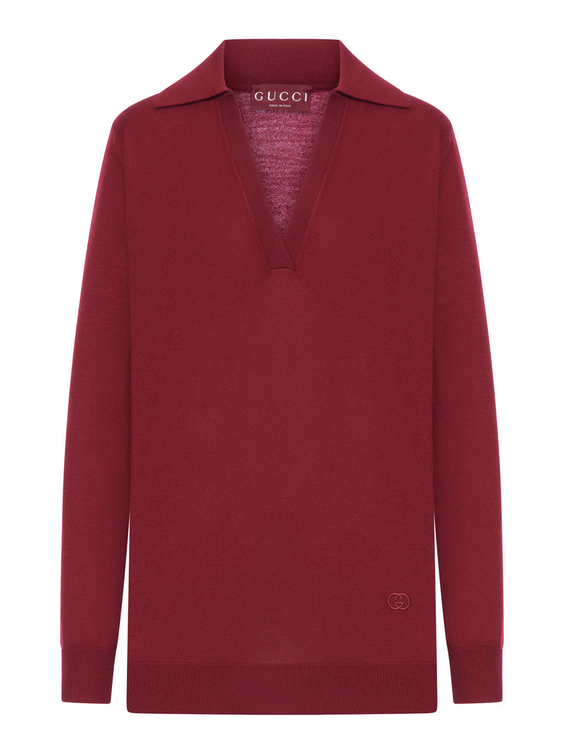 POLO IN LANA LEGGERA CON LOGO RICAMATO