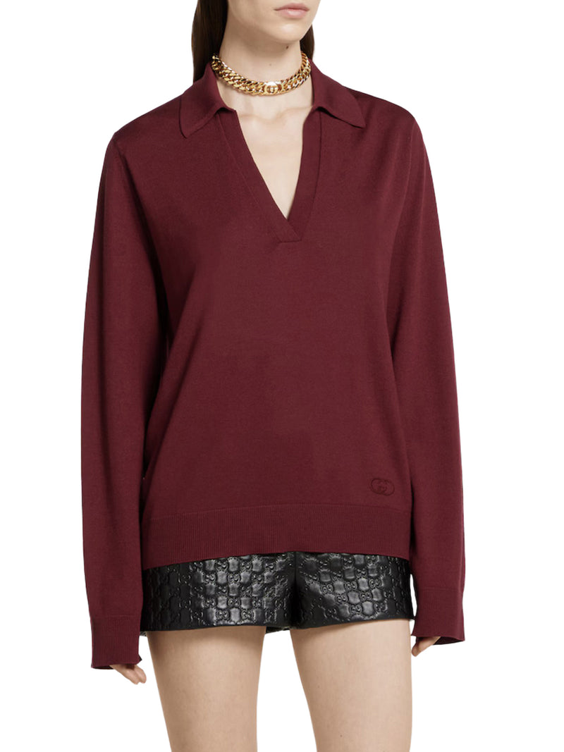 POLO IN LANA LEGGERA CON LOGO RICAMATO