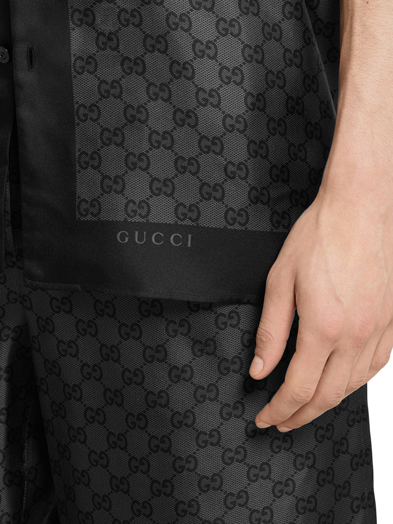 CAMICIA BOWLING IN TWILL DI SETA CON STAMPA