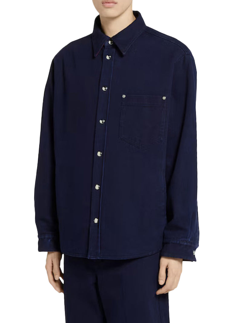 CAMICIA REVERSIBILE IN DENIM E FLANELLA