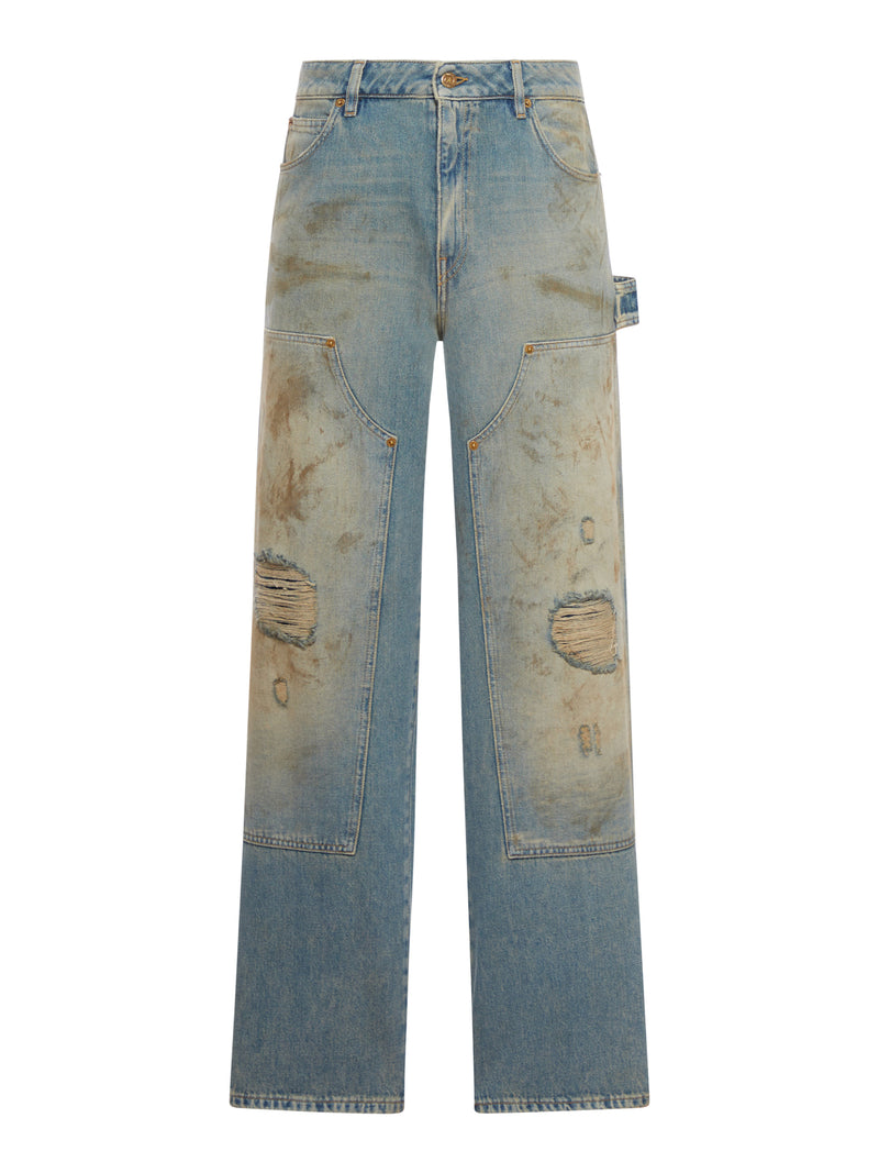 JEANS CON LAVAGGIO SABBIA DALL`EFFETTO DISTRESSED