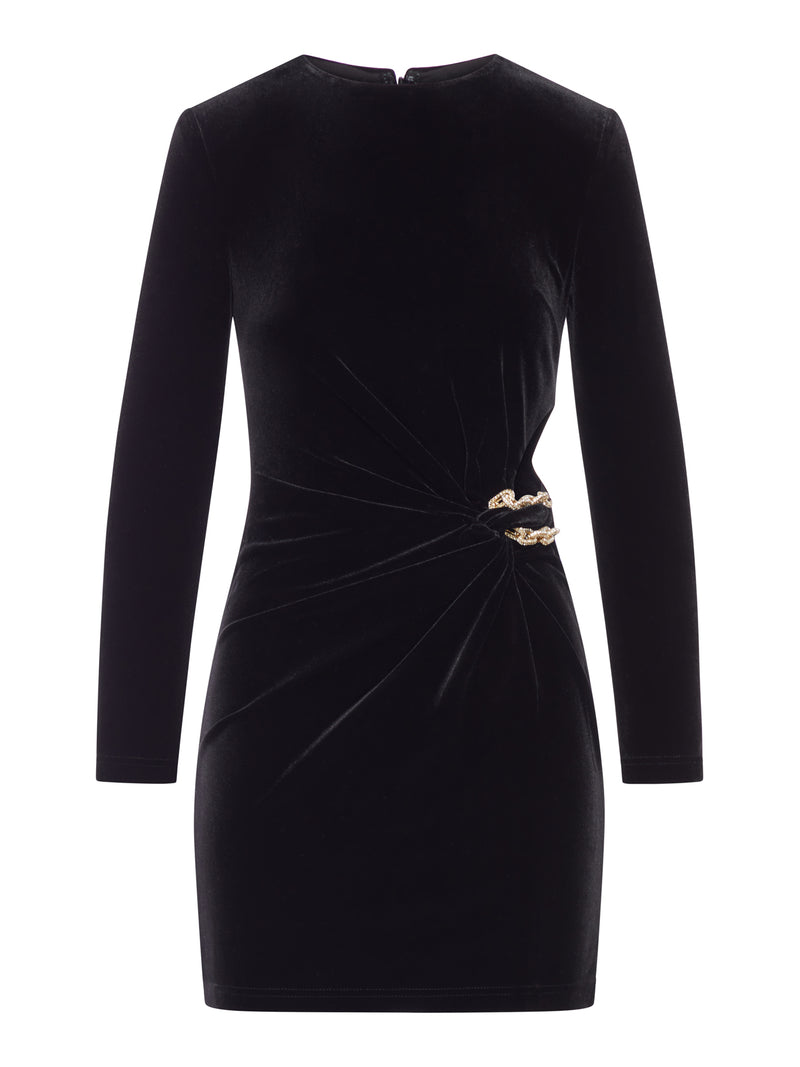 MINI ABITO IN VELLUTO NERO DECORATO