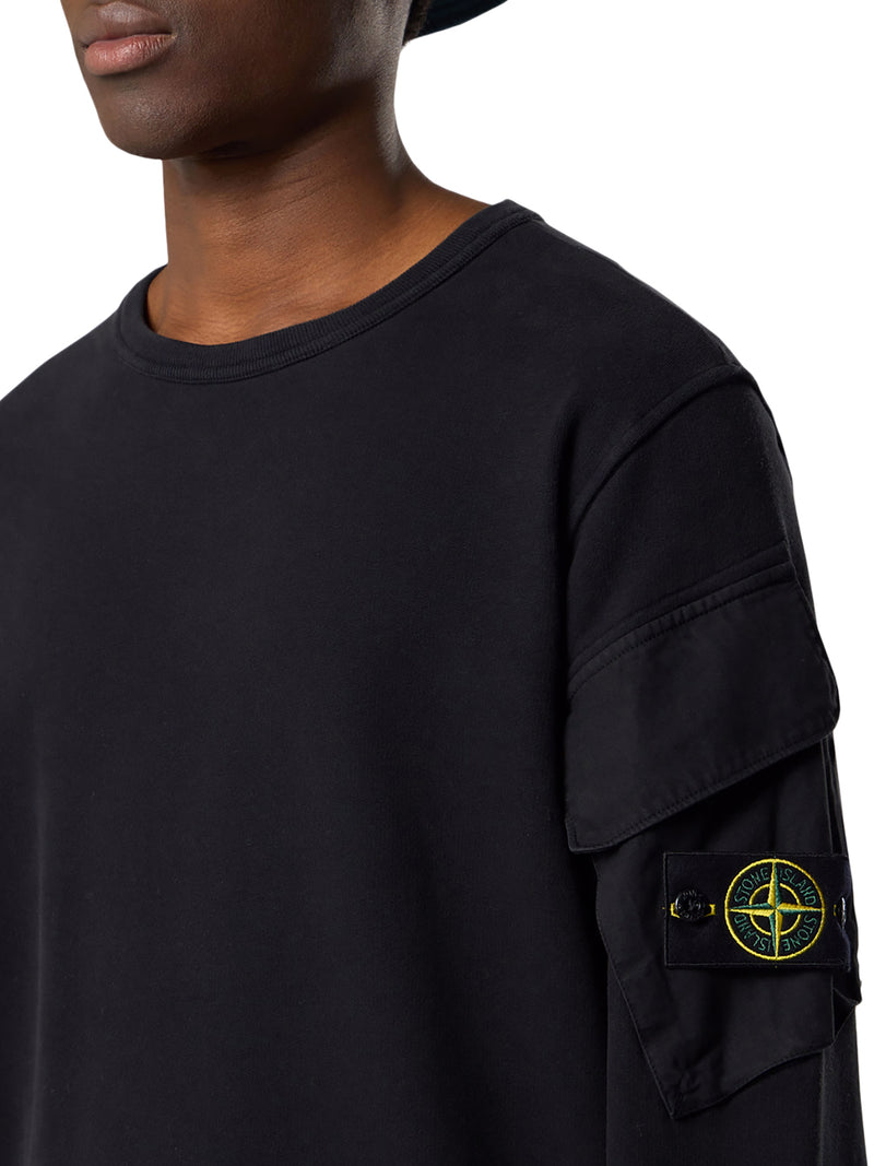 FELPA IN COTONE CON TASCHE SULLE MANICHE