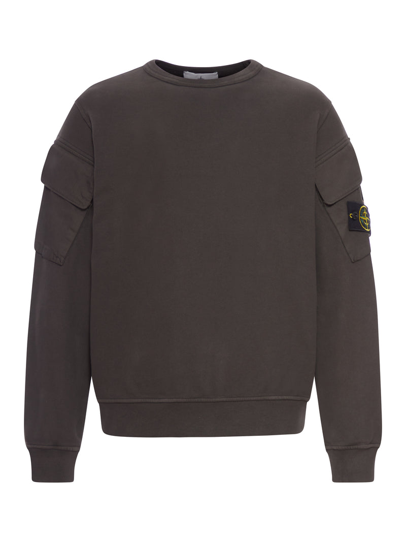 FELPA IN COTONE CON TASCHE SULLE MANICHE