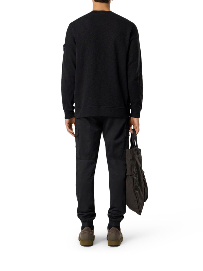 FELPA GIROCOLLO IN COTONE CON INTARSI LATERALI