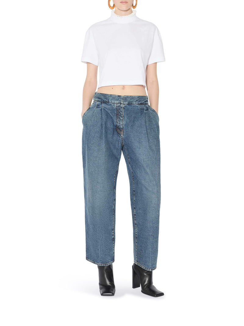 T-SHIRT CROPPED IN JERSEY DI COTONE