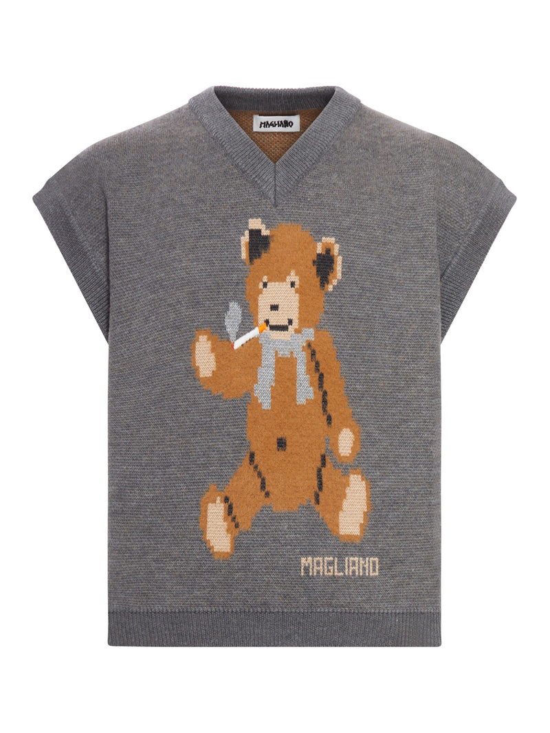 GILET IN LANA CON STAMPA