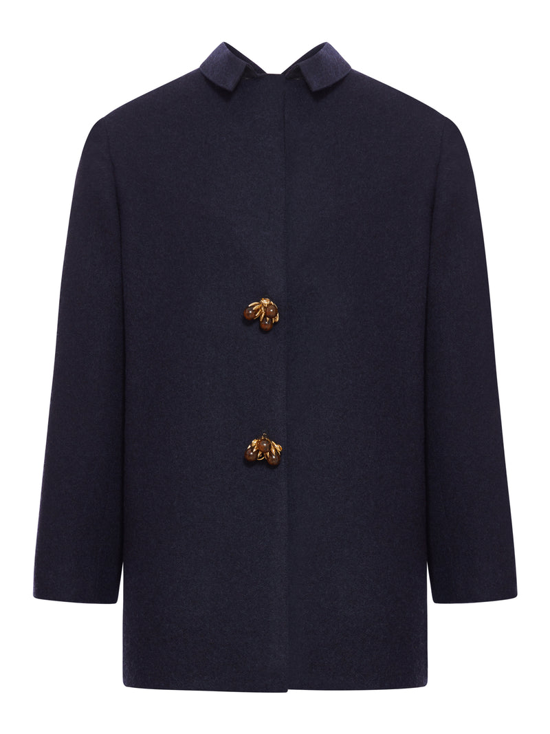 GIACCA IN LANA SHETLAND CON BOTTONI GIOIELLO