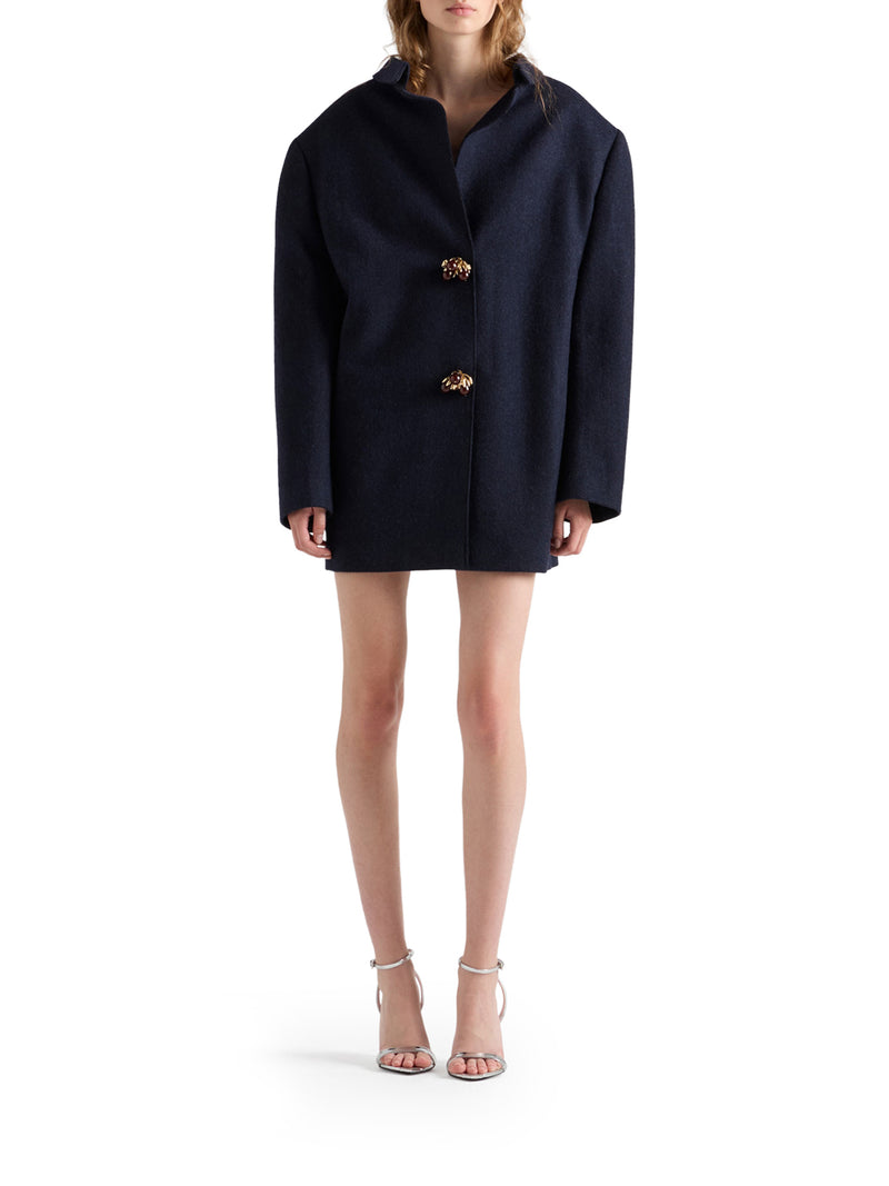 GIACCA IN LANA SHETLAND CON BOTTONI GIOIELLO