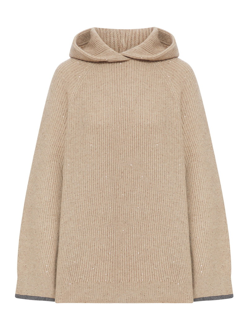 MAGLIONE IN CASHMERE CON CAPPUCCIO