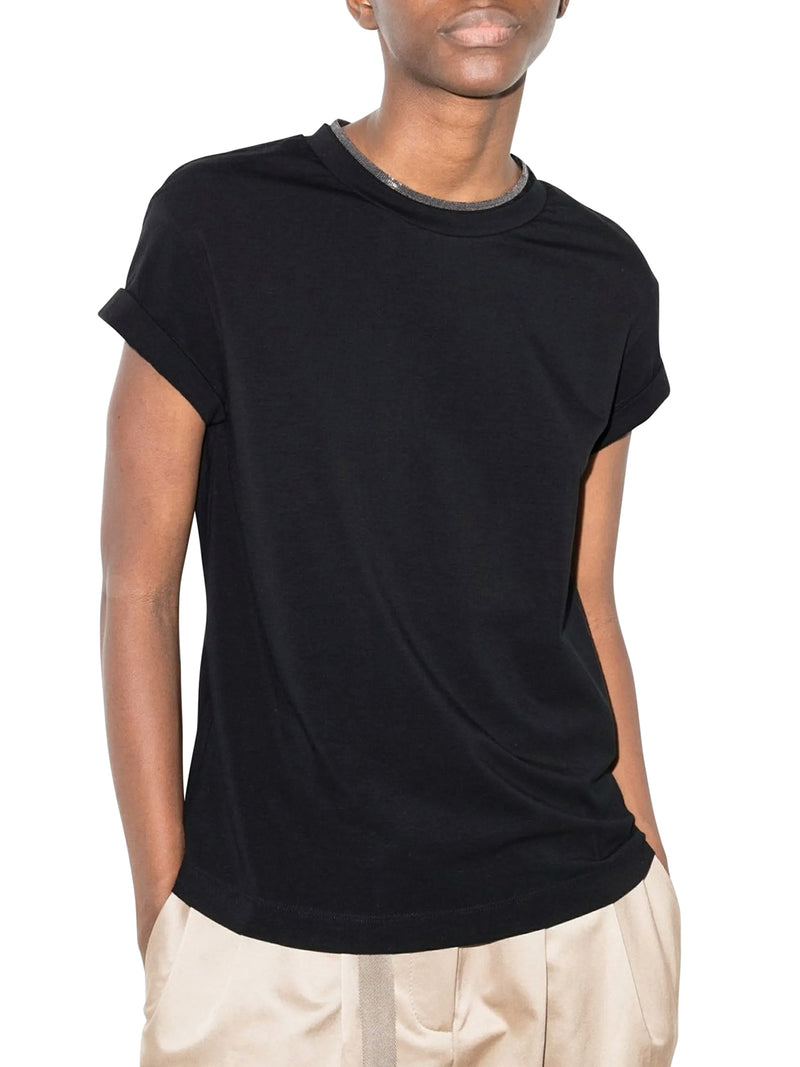 T-SHIRT IN JERSEY CON PRECIOUS FAUX LAYERING