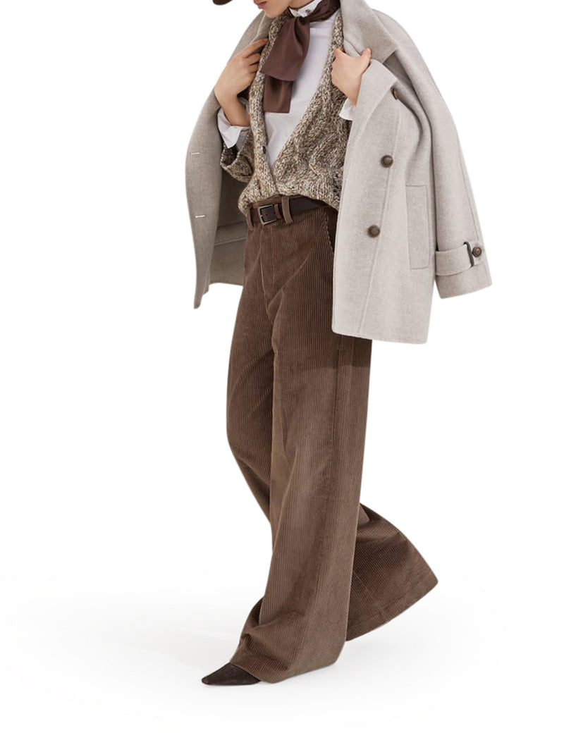 CABAN IN PANNO DI LANA E CASHMERE CON SHINY CUFF DETAILS