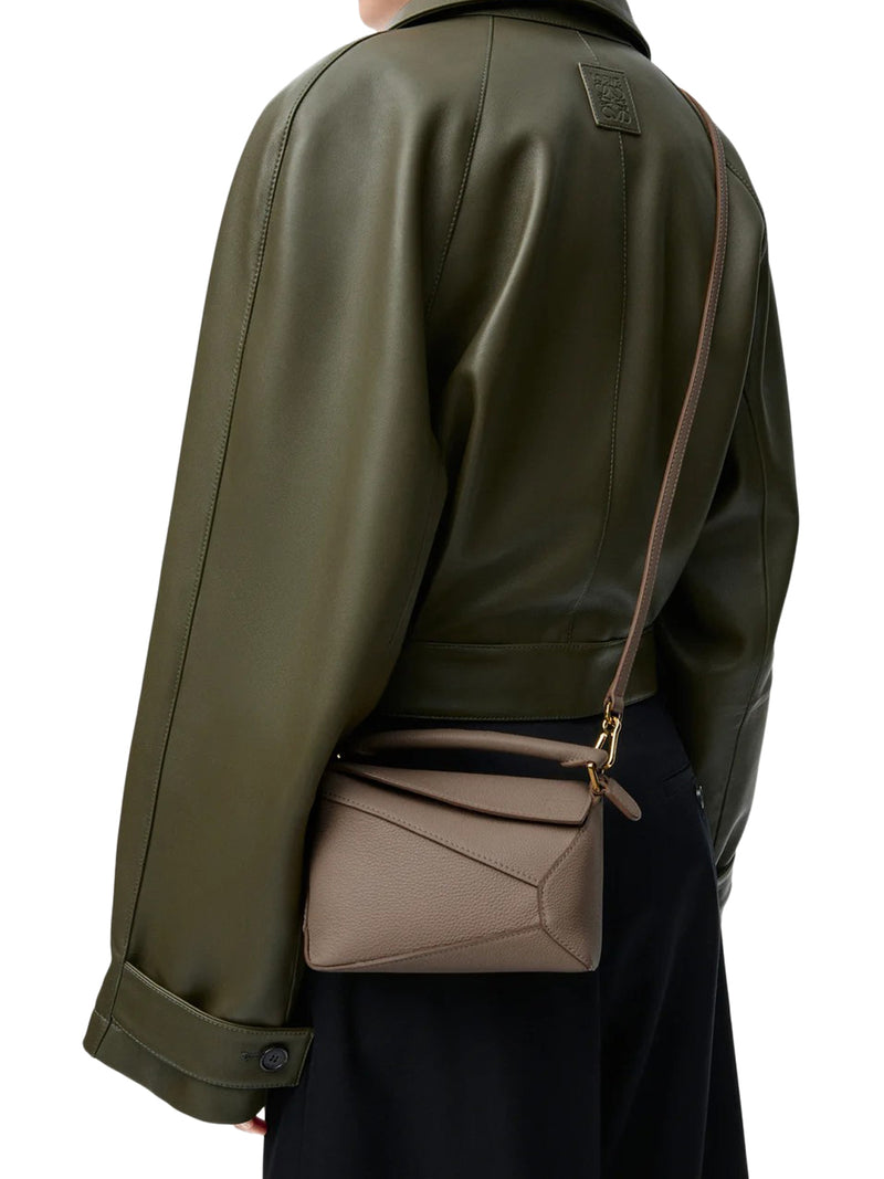 BORSA PUZZLE EDGE MINI IN PELLE GRANATA