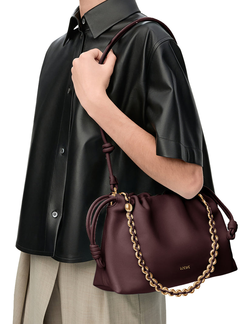 BORSA MEDIA FLAMENCO IN MORBIDA NAPPA D`AGNELLO