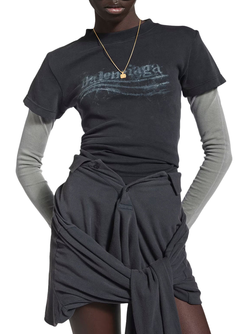 T-SHIRT CON DOPPIA MANICA WASHED CRAYON POLITICAL