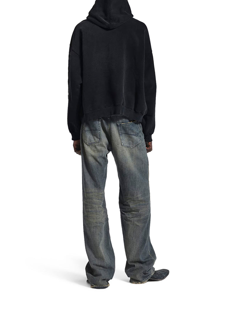 HOODIE TRANSPARENT TAPE CON TASCA STRAPPATA