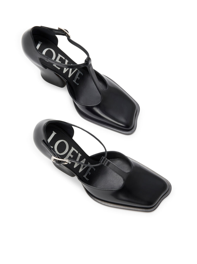 DÉCOLLETÉ T-BAR ONDA IN PELLE DI VITELLO SPAZZOLATA