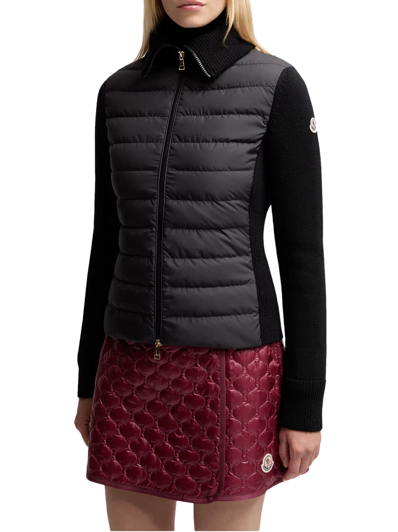 CARDIGAN IMBOTTITO IN LANA CON ZIP