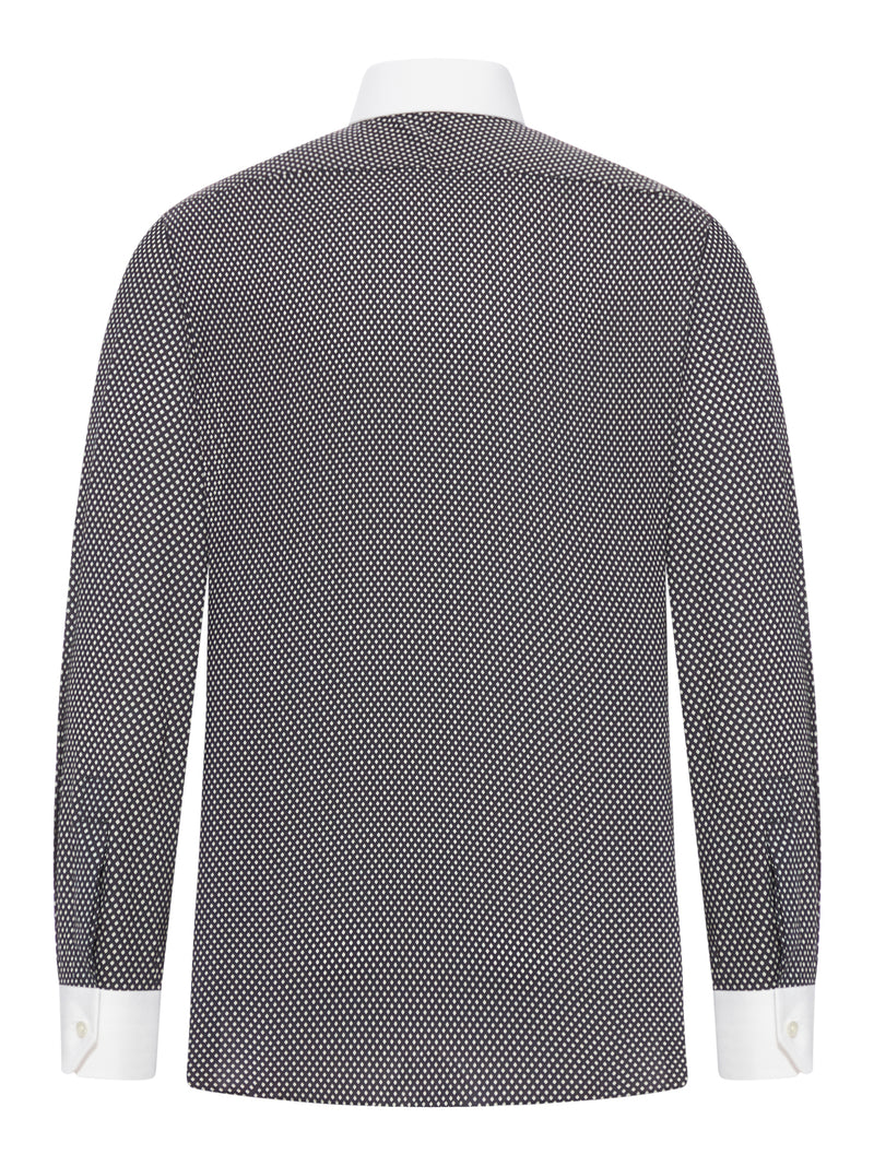 CAMICIA CLASSICA IN COTONE CON STAMPA A ROMBI