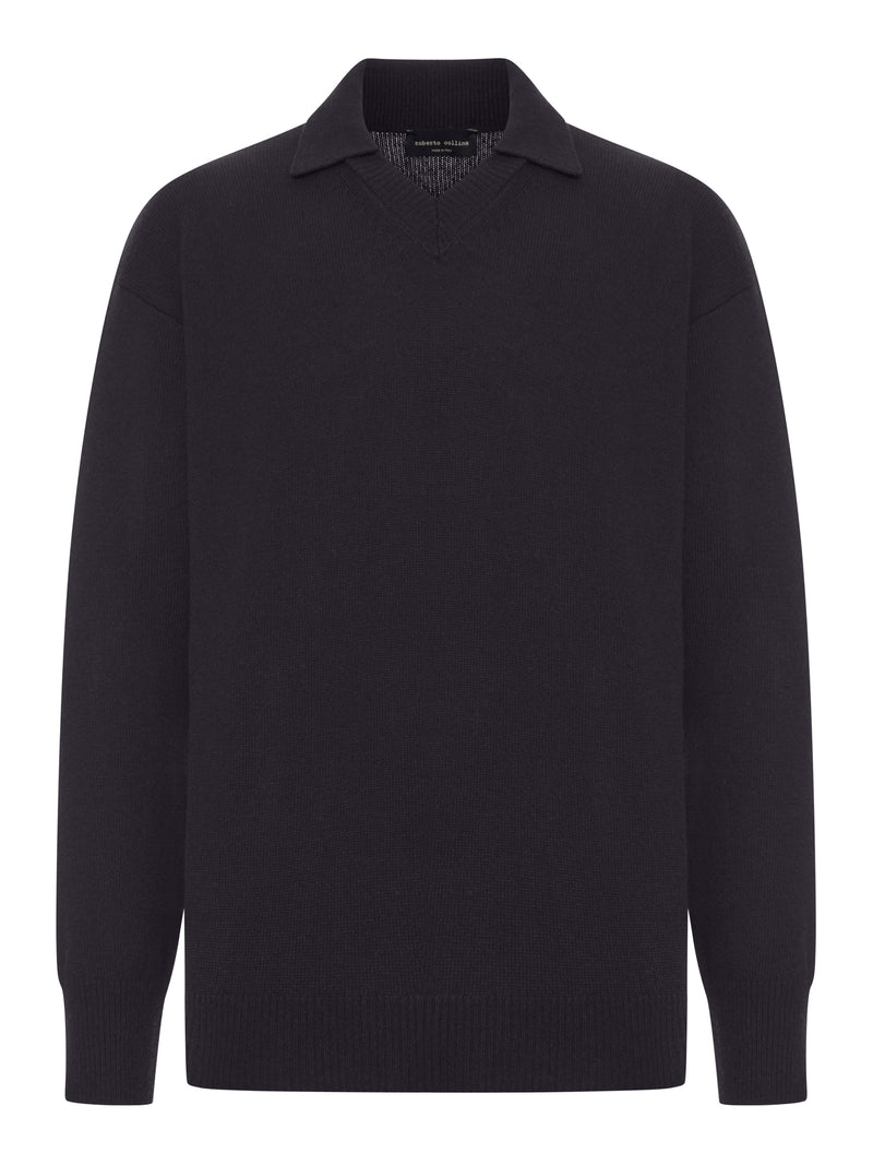 POLO IN LANA CON SCOLLO A V