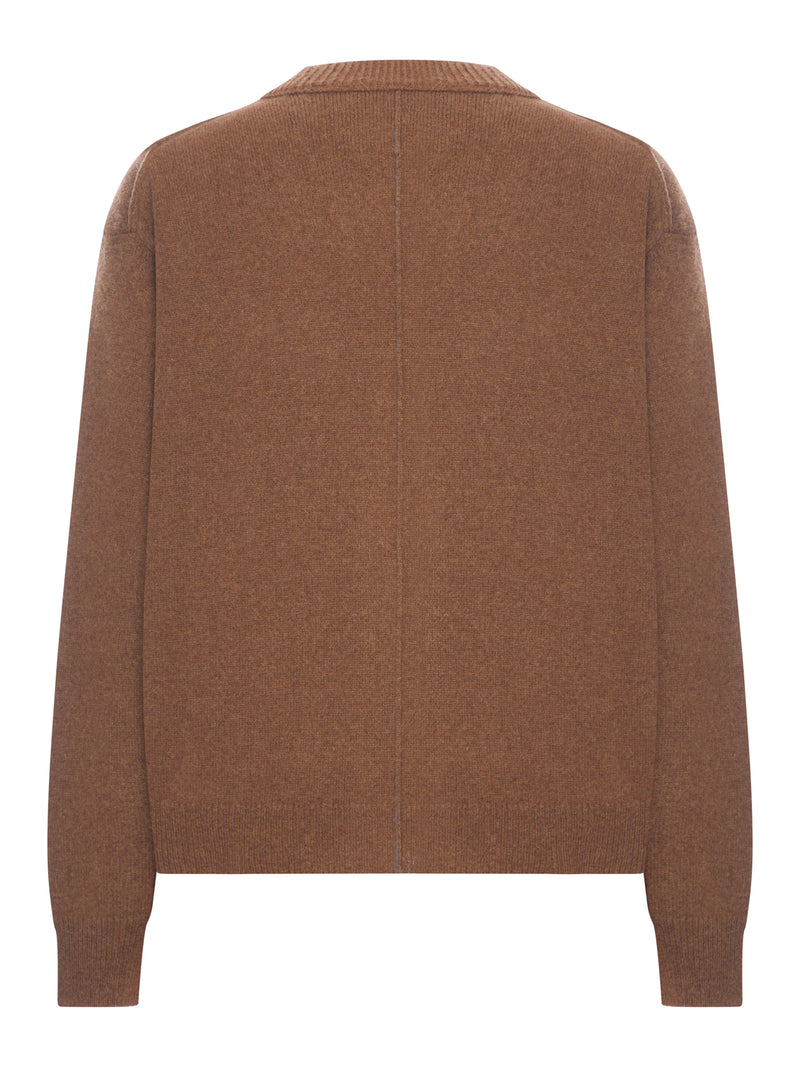 CARDIGAN IN LANA CON CUCITURA A CONTRASTO