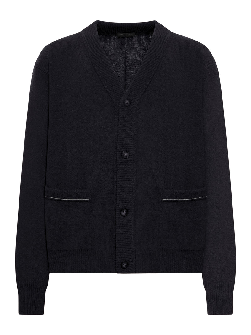 CARDIGAN IN LANA CON CUCITURA A CONTRASTO