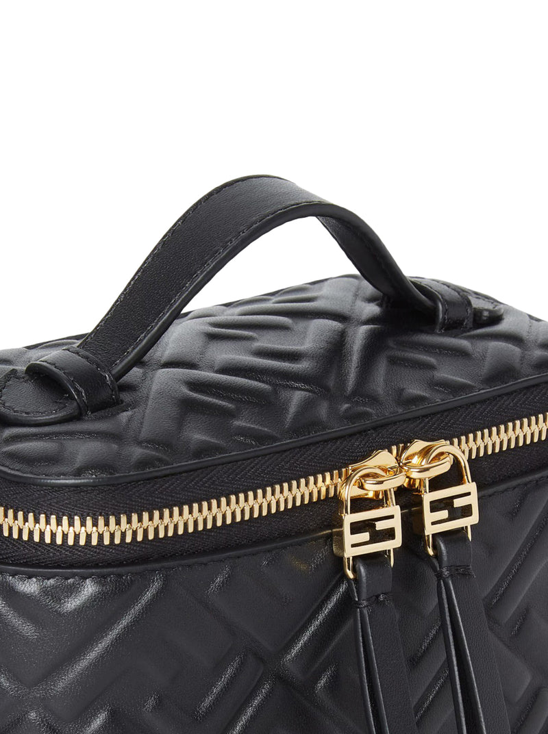 MINI BORSA FENDI VANITY IN NAPPA NERA CON MOTIVO FF