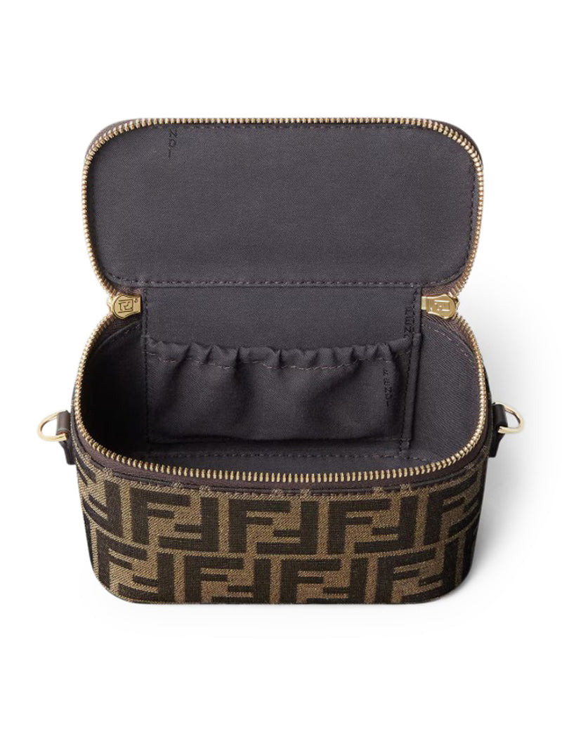 MINI BORSA FENDI VANITY IN TESSUTO FF JACQUARD TABACCO MARRONE