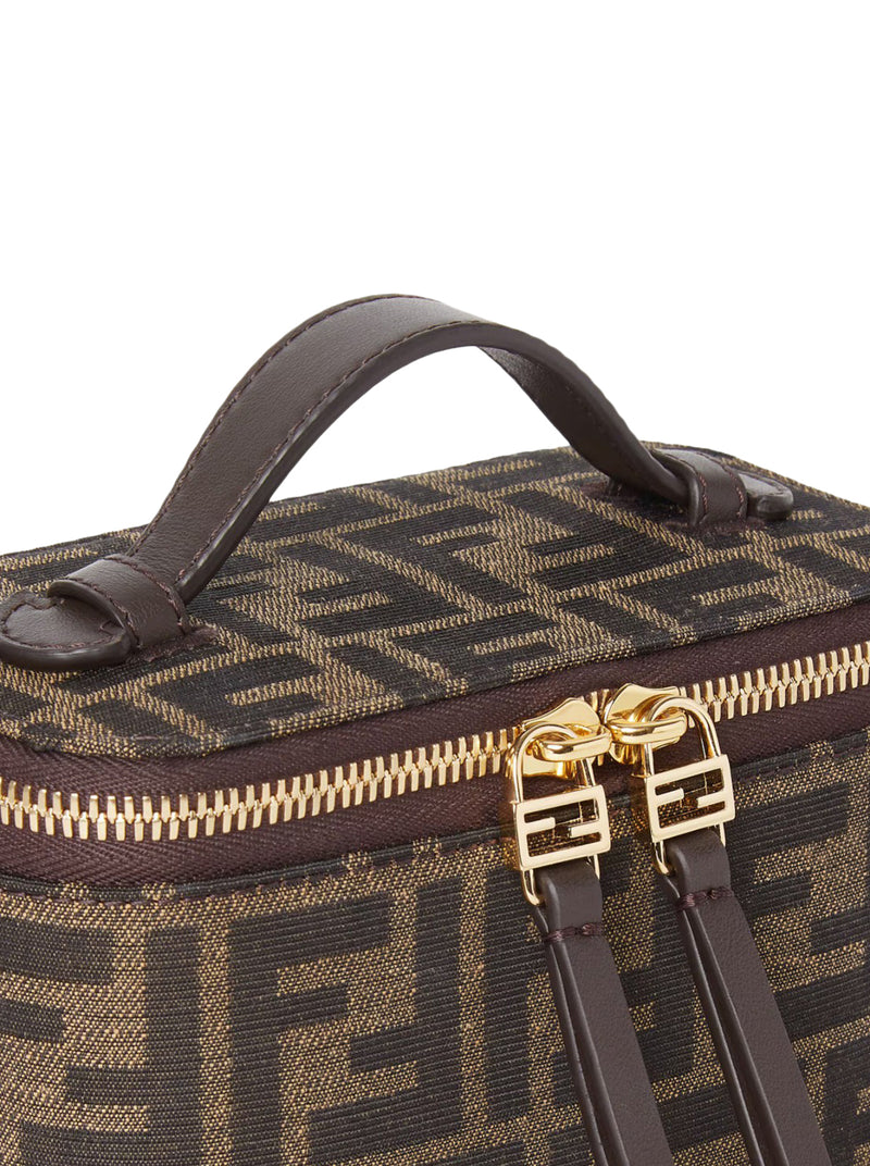 MINI BORSA FENDI VANITY IN TESSUTO FF JACQUARD TABACCO MARRONE