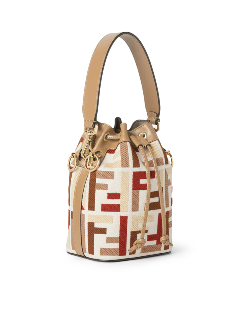 MINI BORSA MON TRESOR IN CANVAS CON RICAMO FF