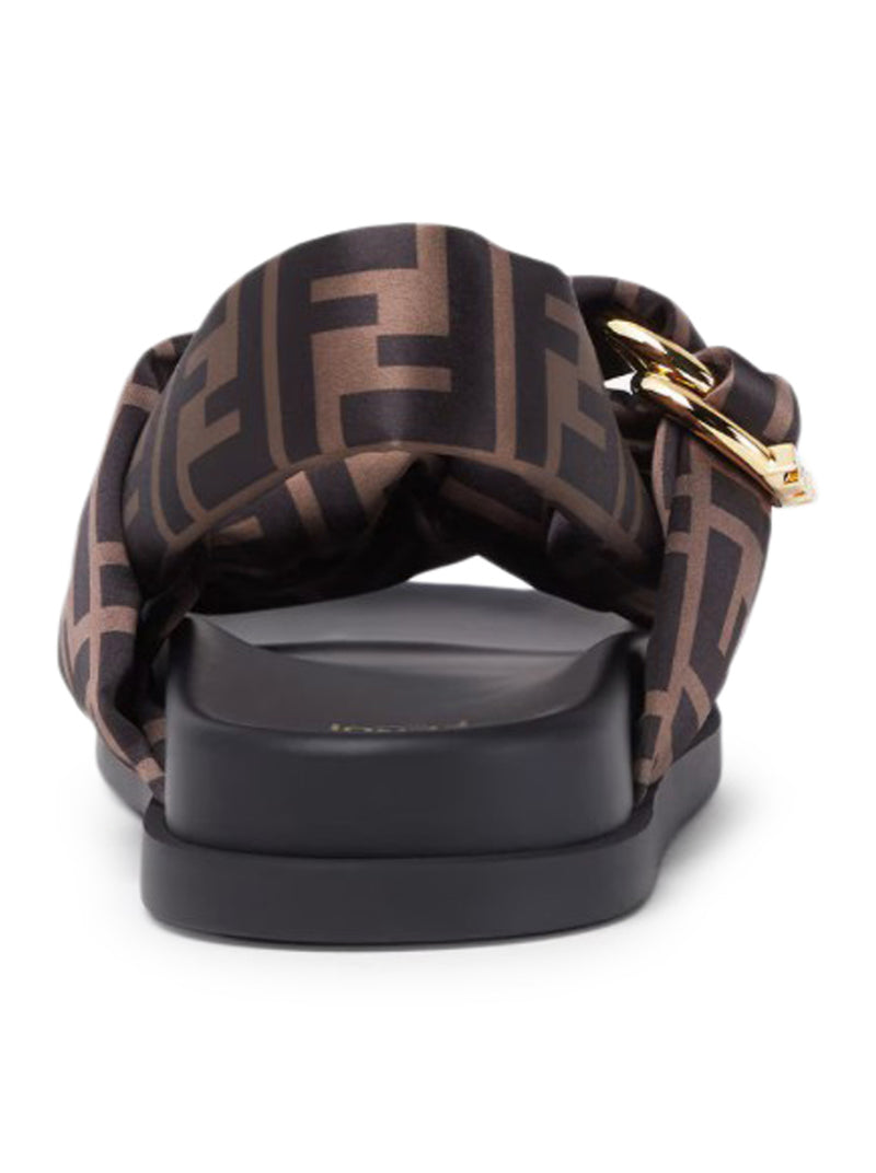 FENDI FEEL SANDALO IN RASO FF MARRONE