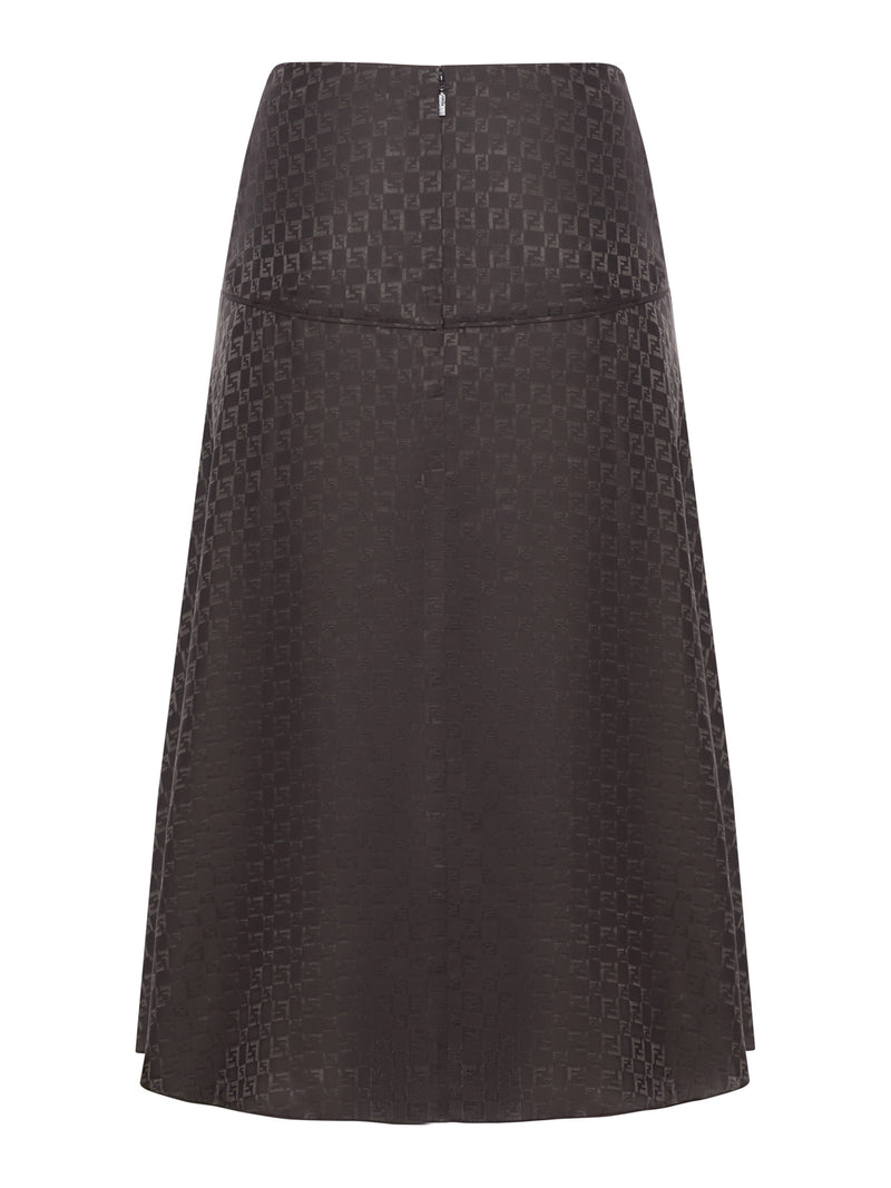 GONNA IN SETA FF JACQUARD MARRONE