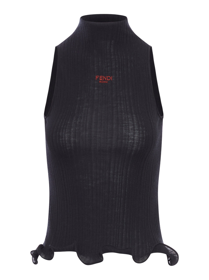 TOP IN COTONE RIFINITO CON ROUCHES