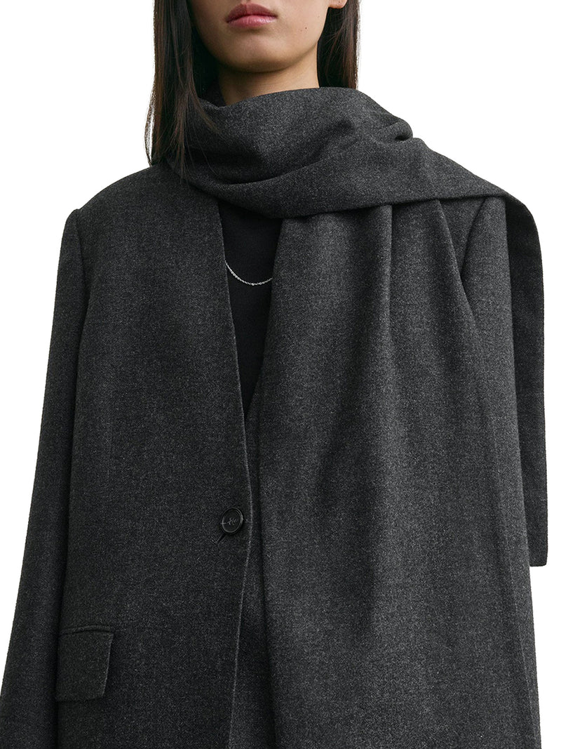 BLAZER CON SCIARPA IN MISTO LANA