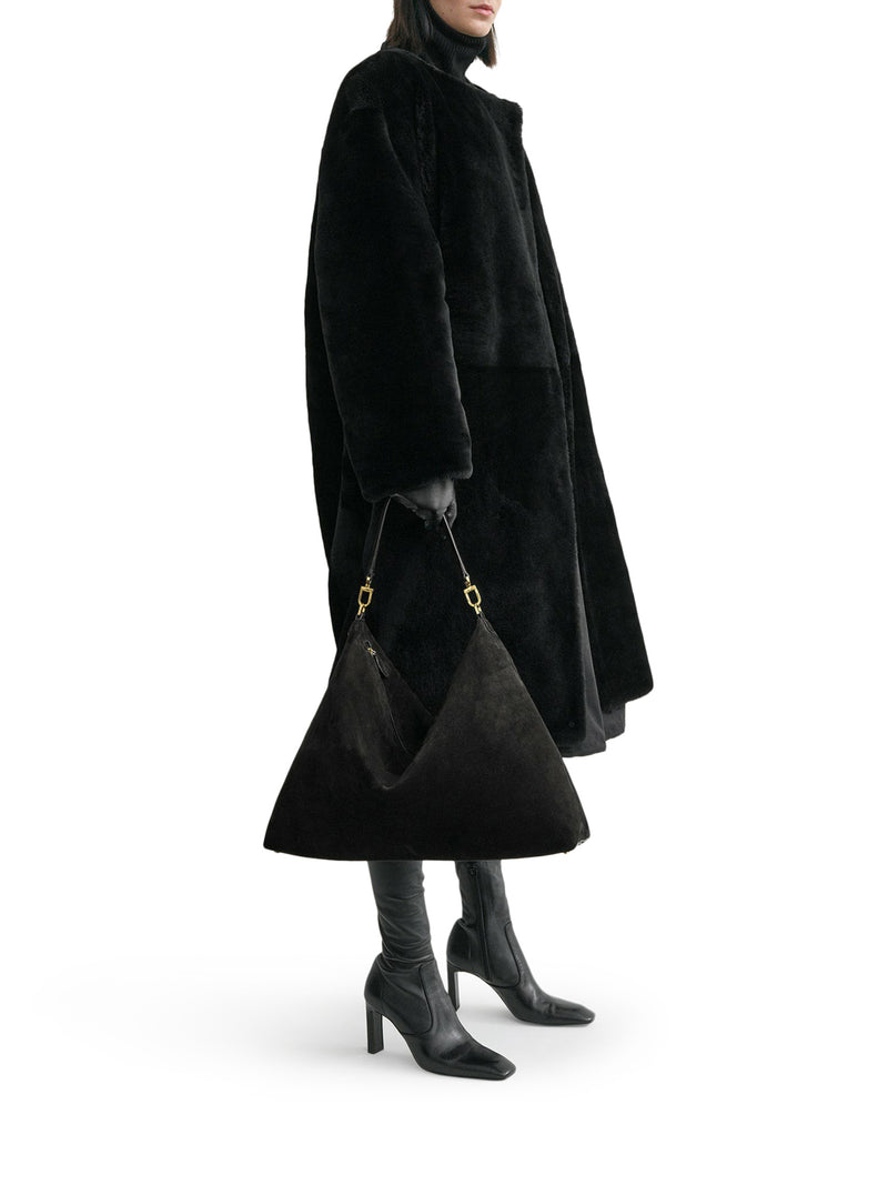 BORSA BEVEL IN PELLE SCAMOSCIATA