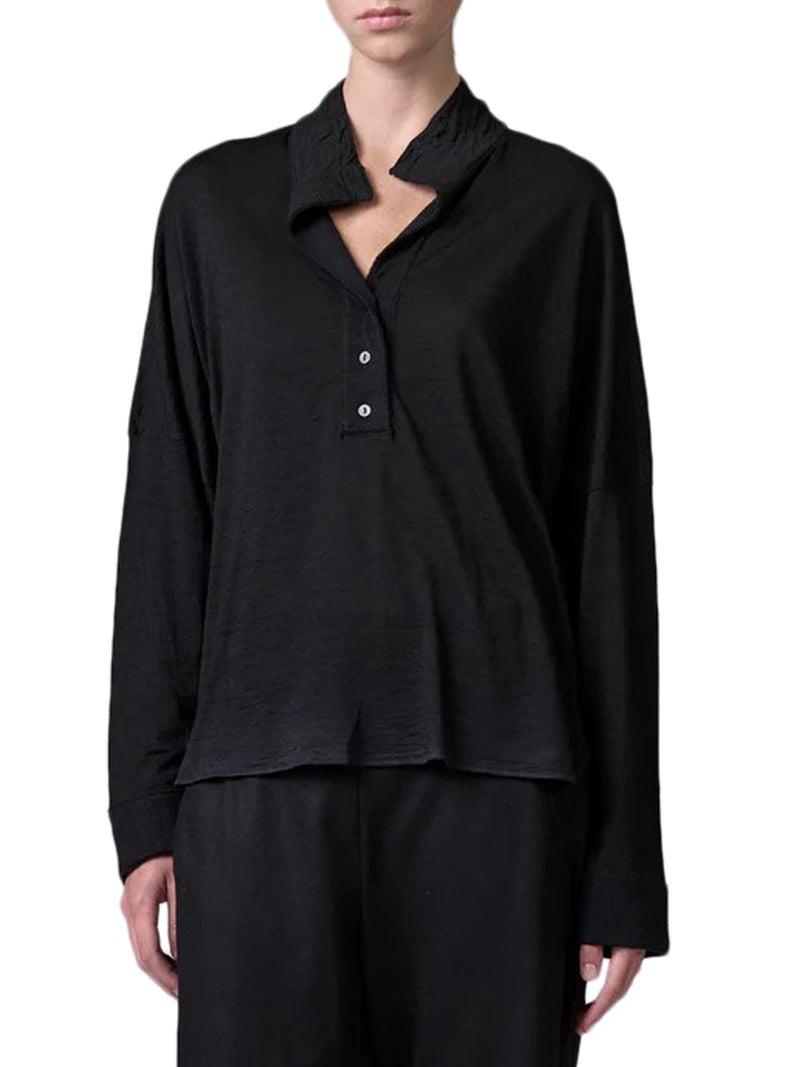 POLO DALLA LINEA OVER IN JERSEY DI LANA CON INSERTI IN LANA COTTA