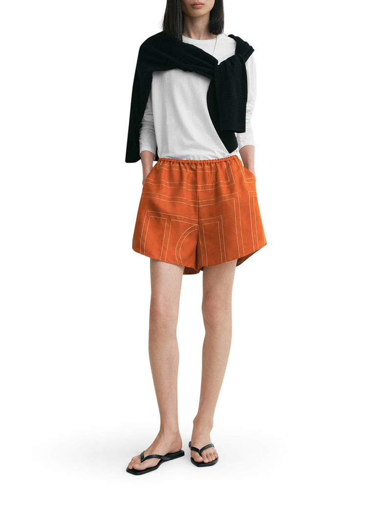 PANTALONCINI IN SETA CON MONOGRAMMA