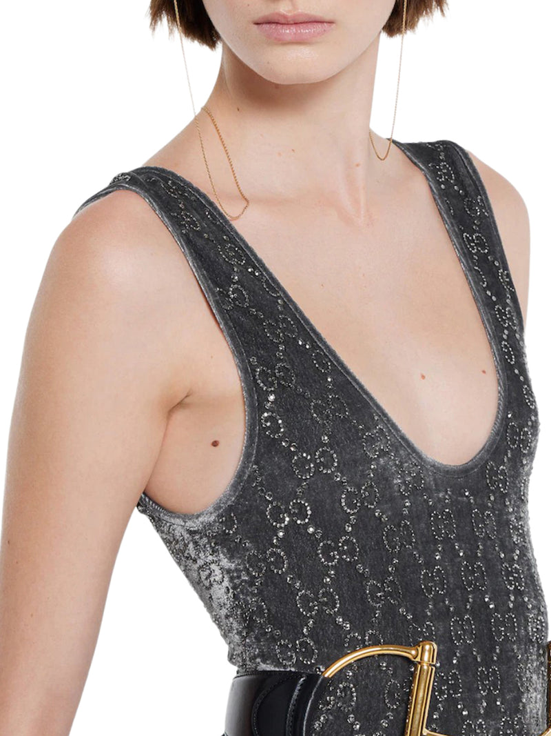 TUTA CON RICAMO GG DI CRISTALLI