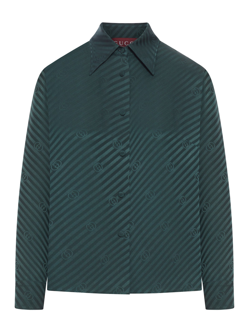 CAMICIA IN SETA JACQUARD CON INCROCIO GG