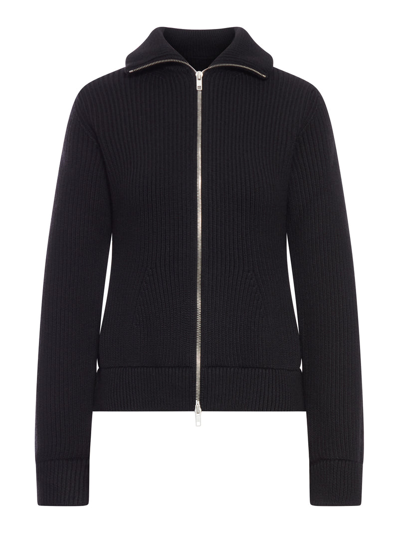 CARDIGAN CON ZIP IN LANA