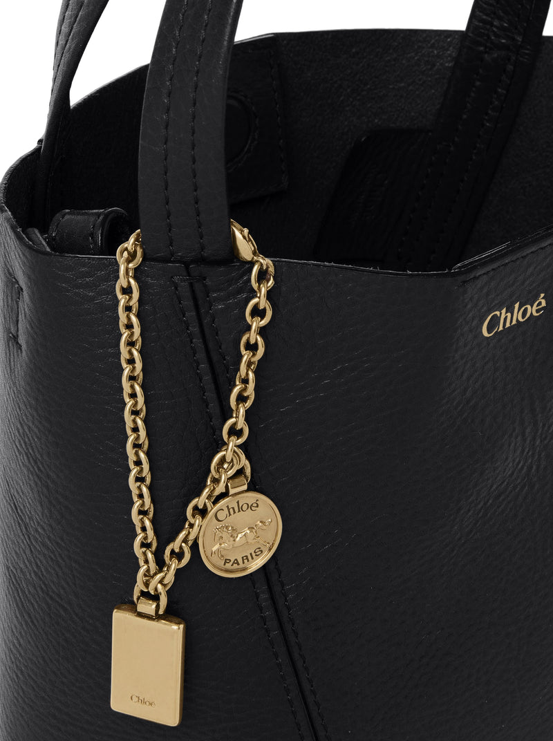 TOTE BAG PICCOLA CHLOÉ SPIN IN PELLE GRANATA