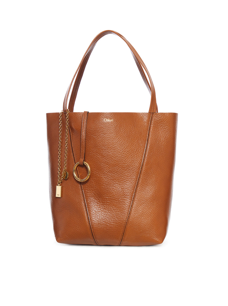 TOTE BAG PICCOLA CHLOÉ SPIN IN PELLE GRANATA