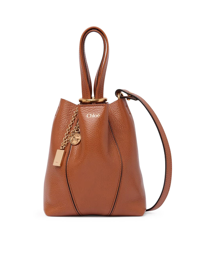 TOTE BAG PICCOLA CHLOÉ SPIN IN PELLE GRANATA