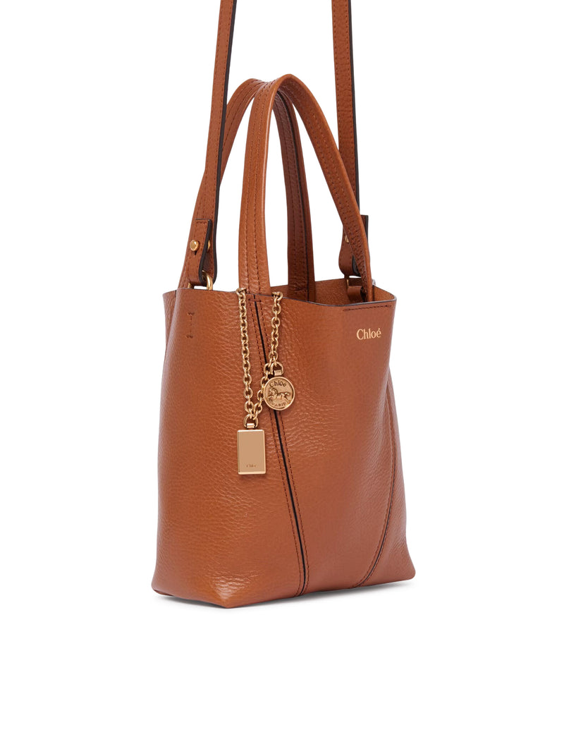 TOTE BAG PICCOLA CHLOÉ SPIN IN PELLE GRANATA