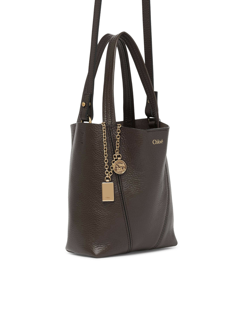 TOTE BAG PICCOLA CHLOÉ SPIN IN PELLE GRANATA